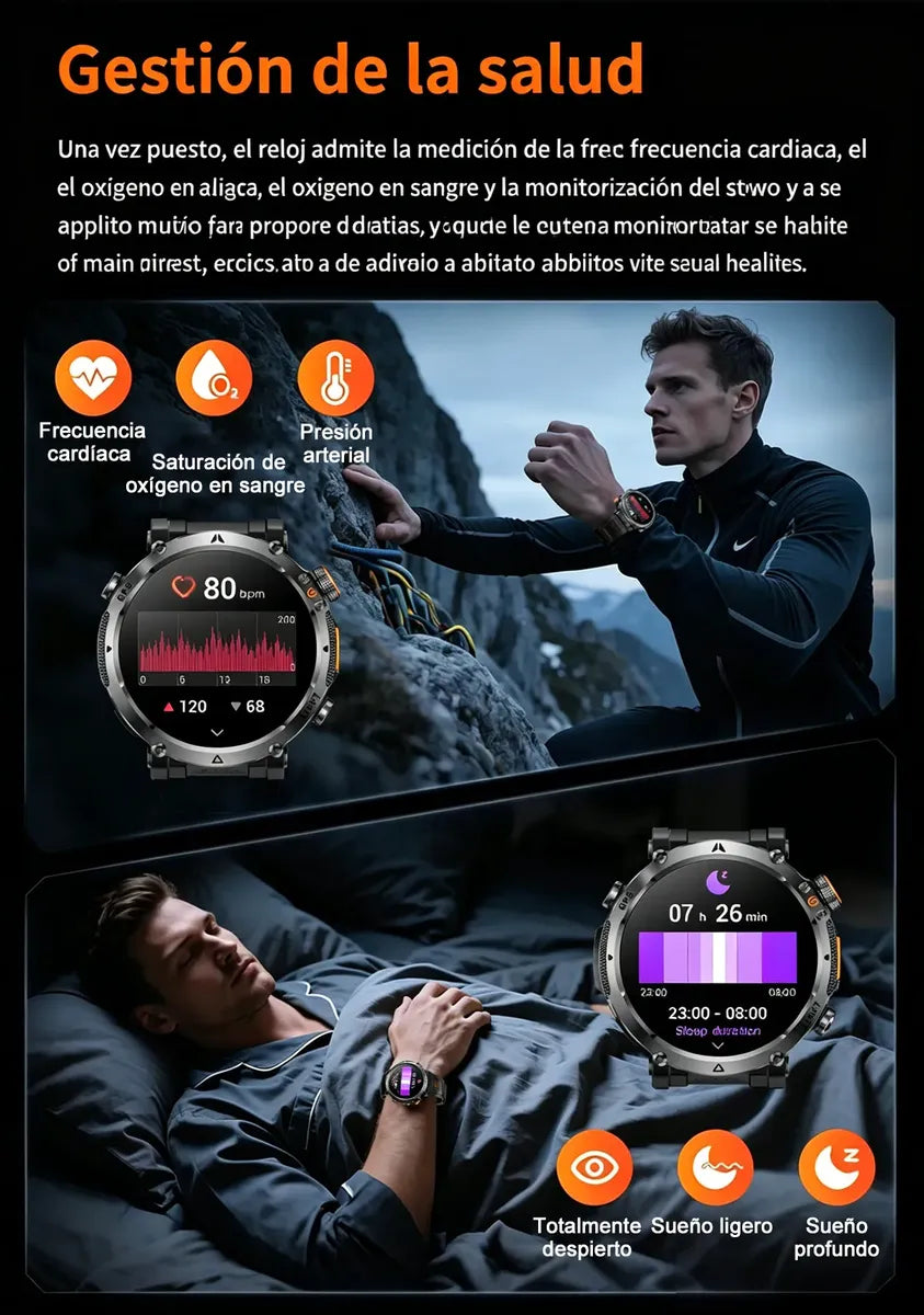 Reloj Táctico Gps Militar Bluetooth 100+ Modos Deportivo