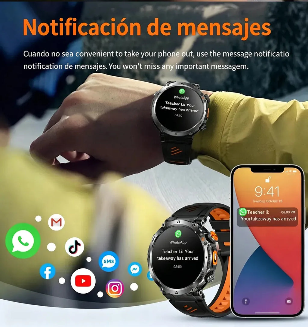 Reloj Táctico Gps Militar Bluetooth 100+ Modos Deportivo