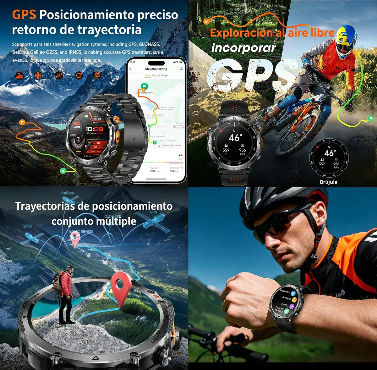 Reloj Táctico Gps Militar Bluetooth 100+ Modos Deportivo