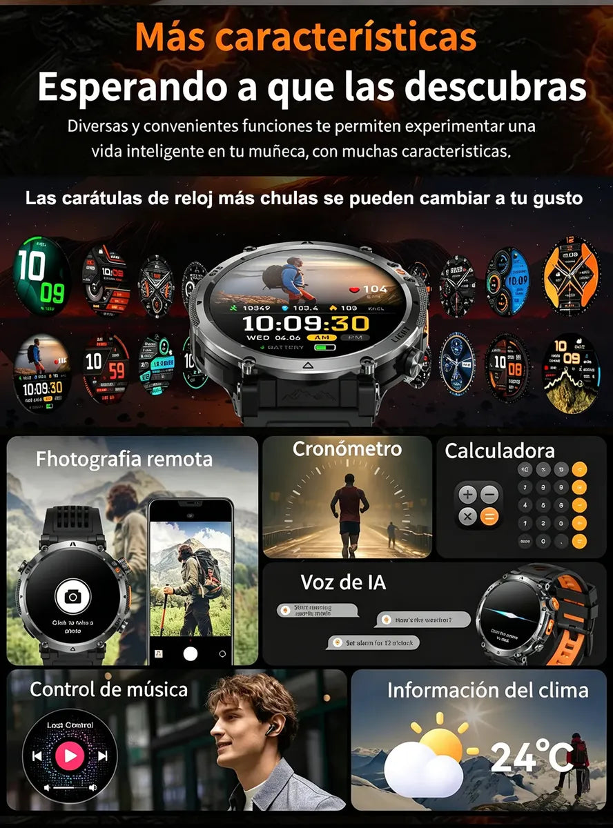 Reloj Táctico Gps Militar Bluetooth 100+ Modos Deportivo